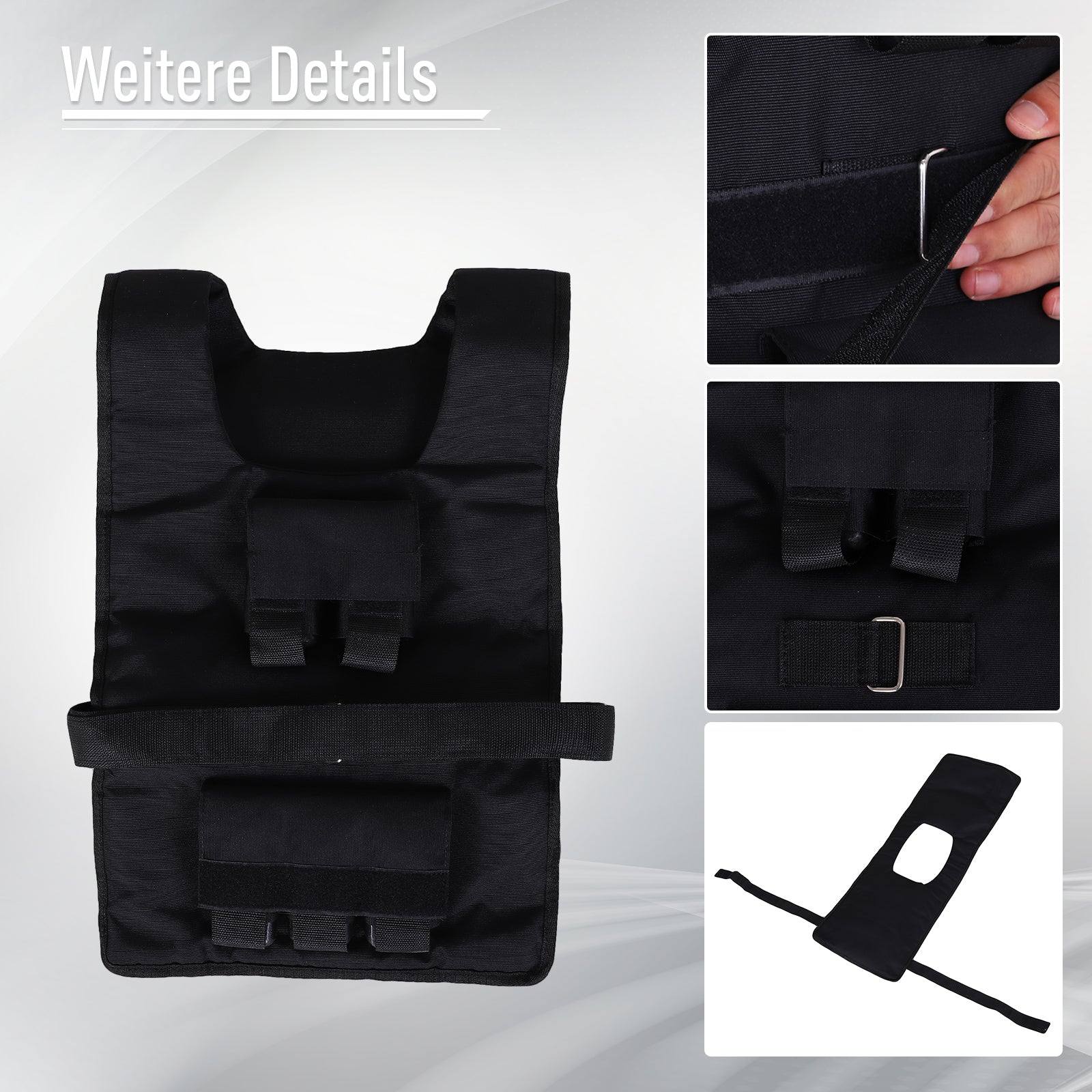 Gewichtsweste 20 kg Verstellbar Training Oxford Schwarz