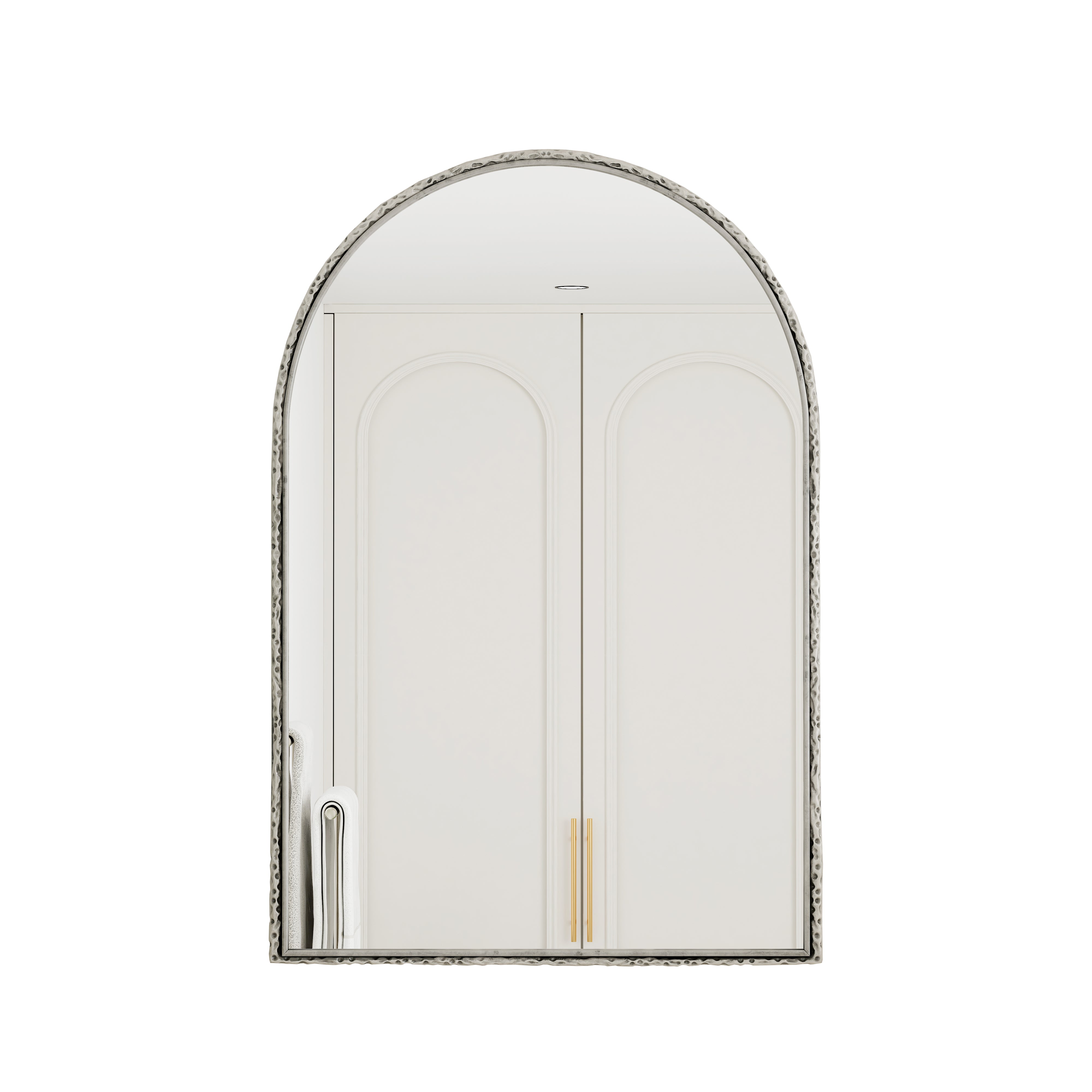 Arched Mirror, Wall/Vanity Decor for Bathroom/Living Room, Silver