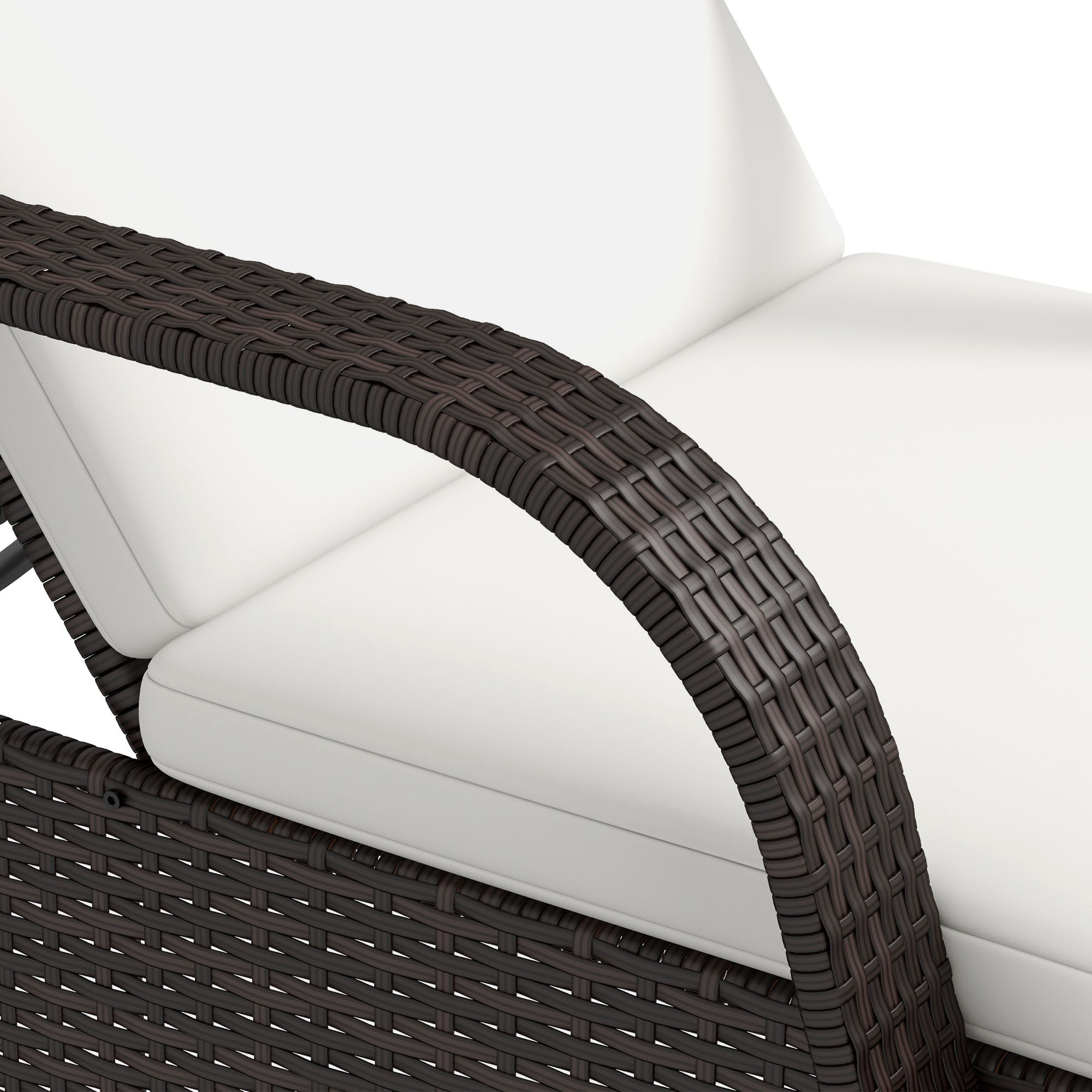 Brown Rattan Sun Lounger Adjustable Steel Frame, Rattan/Steel