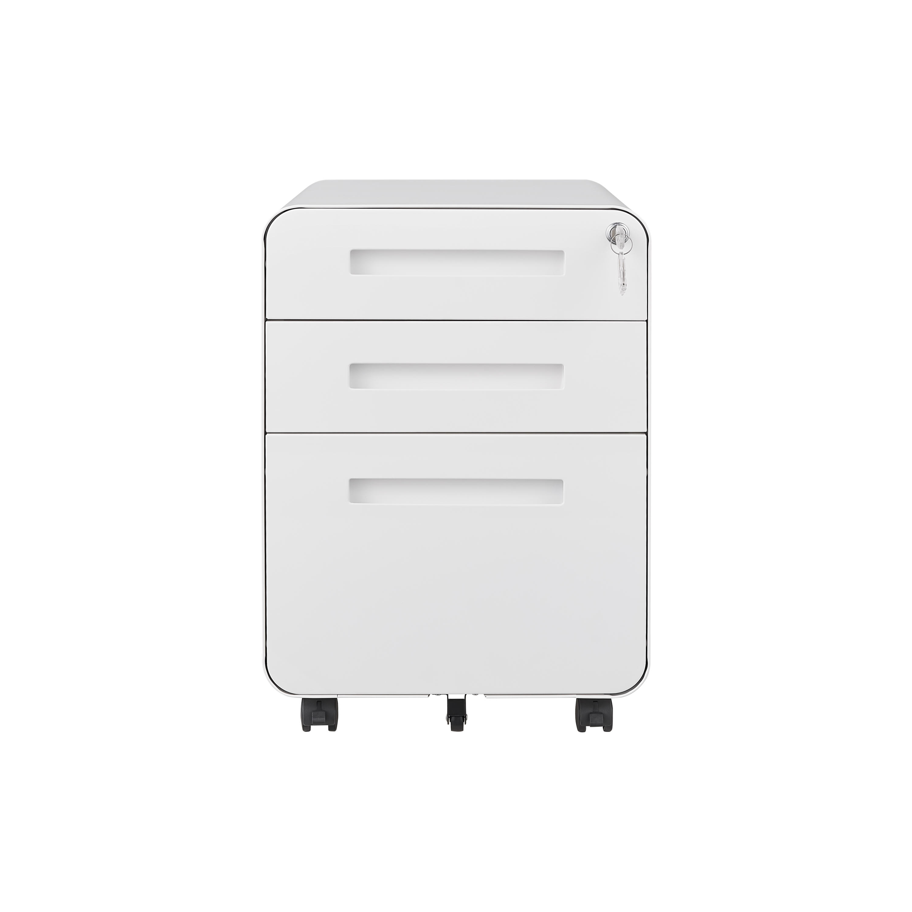 Mobile File Cabinet 3 Drawer Under Desk Legal/A4 Anti-Tilt - White Steel