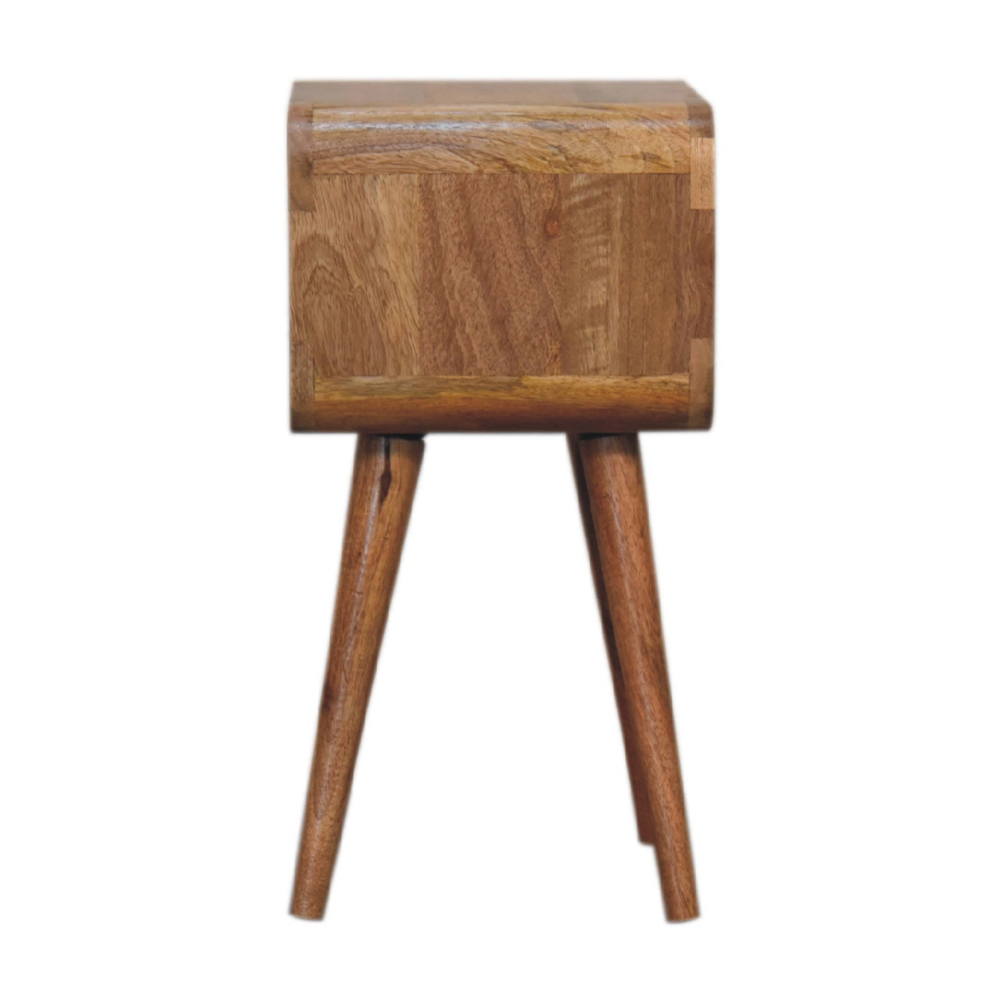 Solid Wood Mini Bedside, Curved Open Slot, Light Brown
