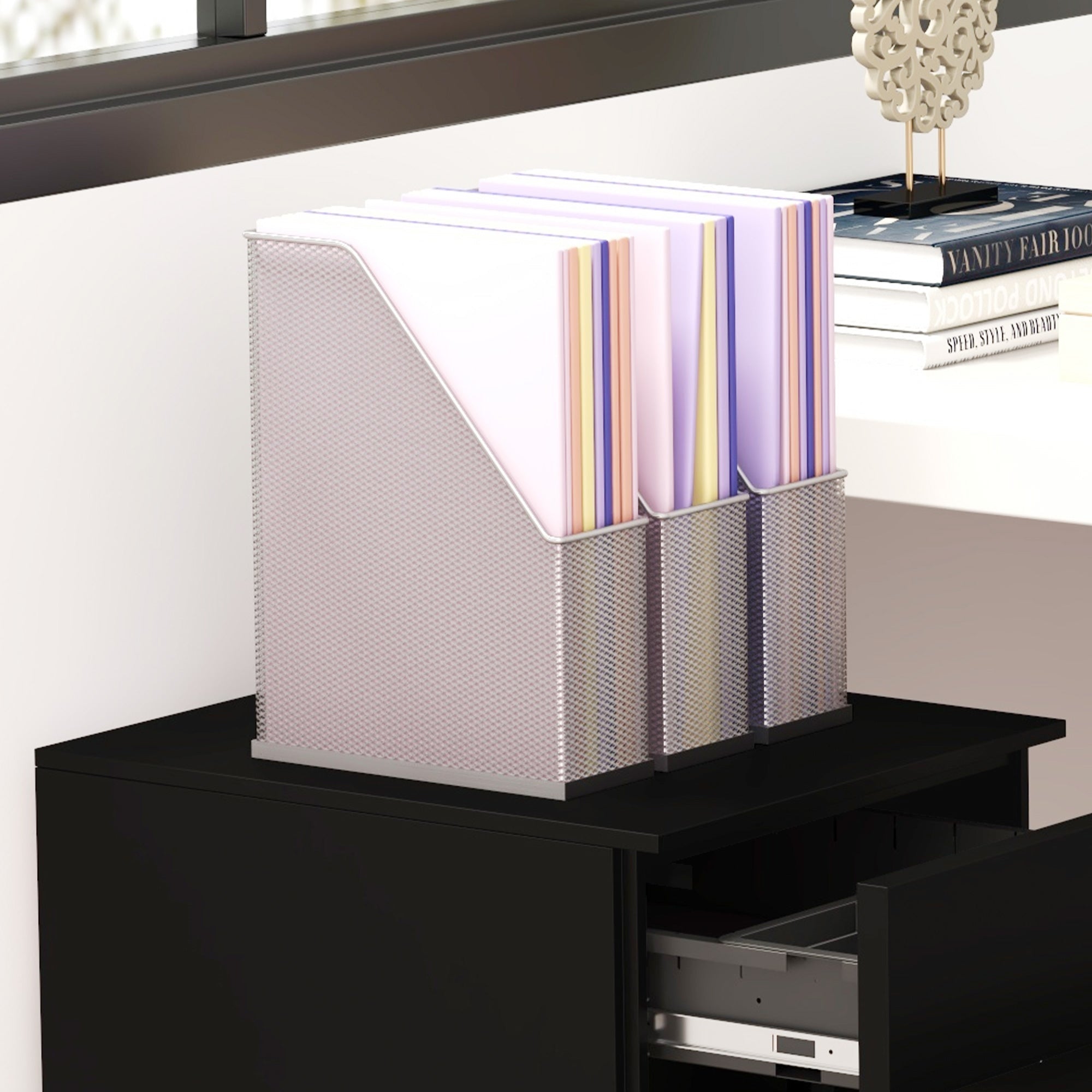 Vinsetto Filing Cabinet with Drawers, Mobile Steel, Black