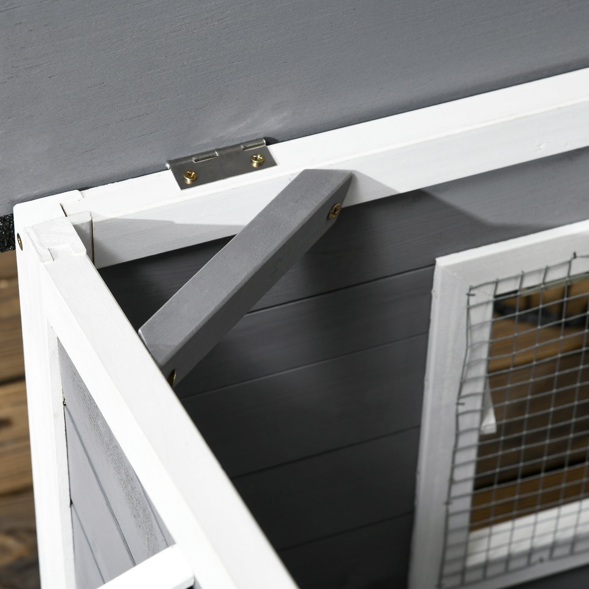 Dog Kennel, Weather-Resistant Fir Wood, Grey