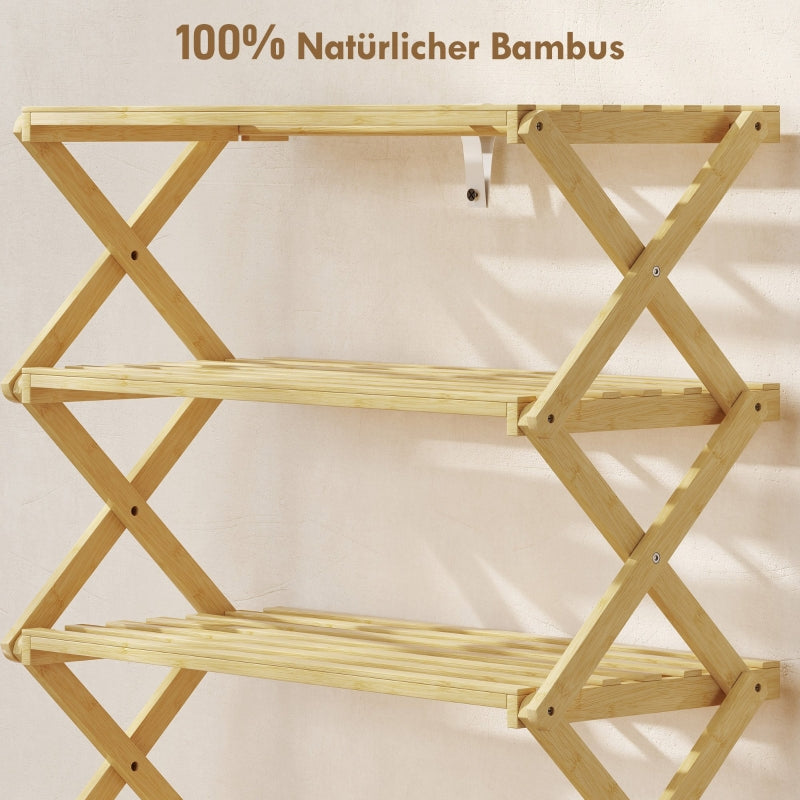 Shoe Rack 4-Tier 12-Pair Storage 60x29x67cm - Bamboo Natural