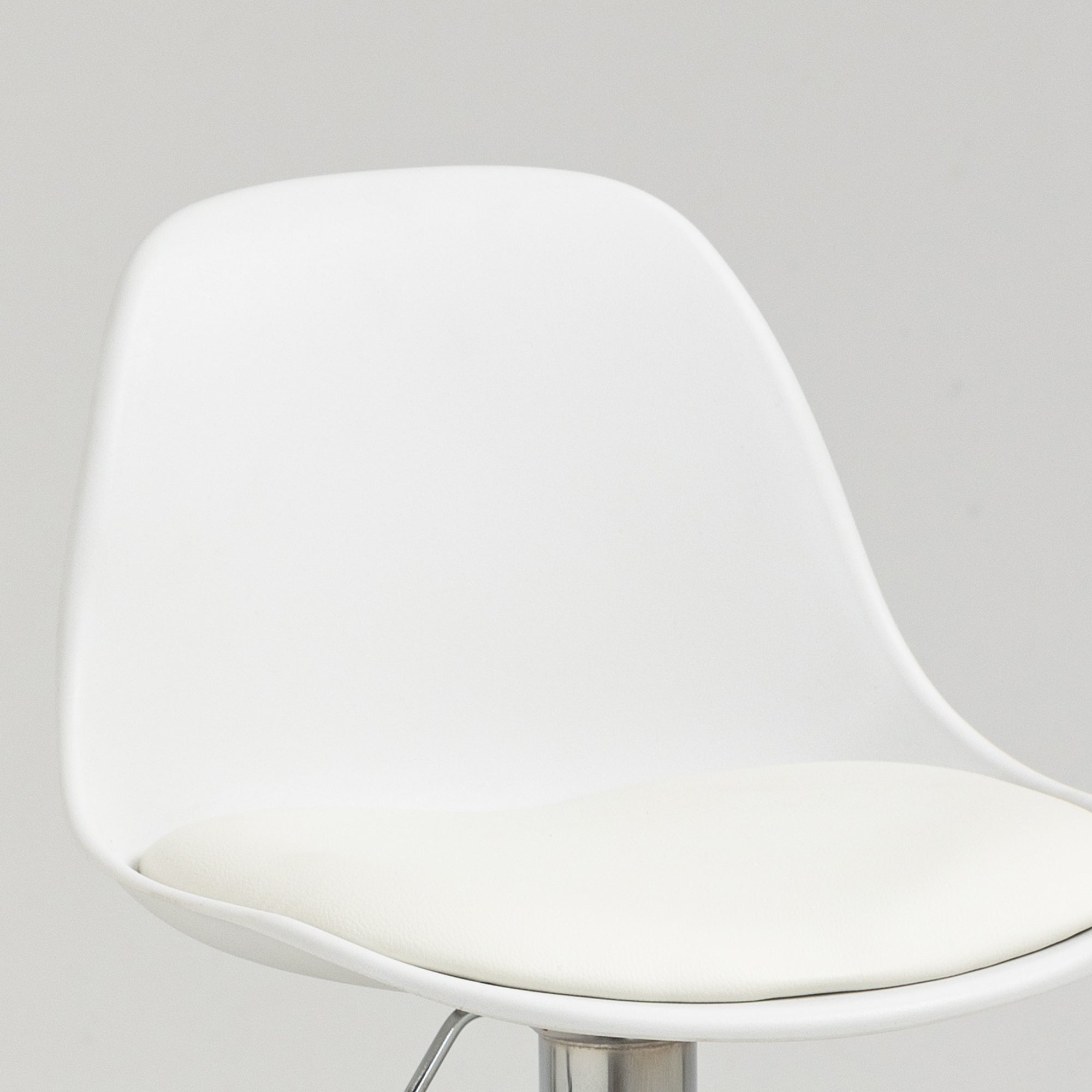 Bar Stools, Set of 2, Swivel, Height-Adjustable, White Faux Leather and Steel