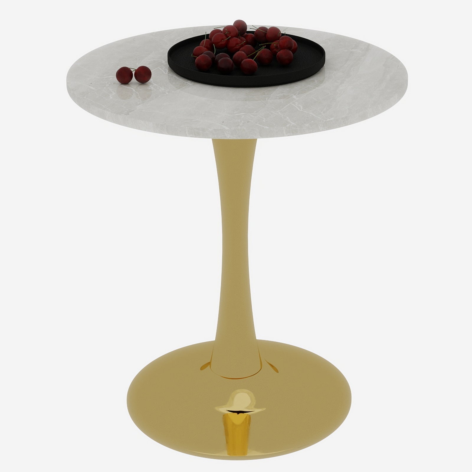 Coffee/Dining Table Round Marble Mid-Century Modern 27.6-inch - Golden Finish