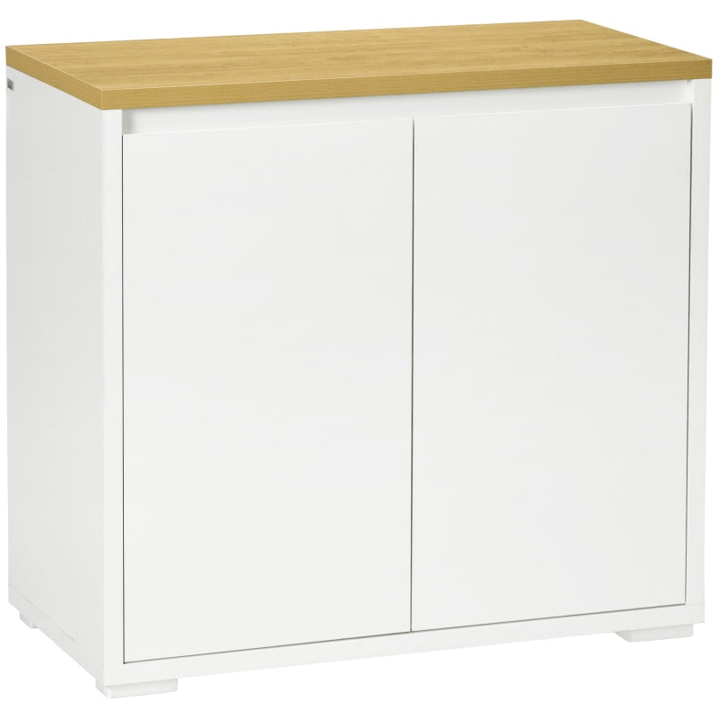 Kitchen Sideboard Storage Cabinet Double Doors Adjustable Shelf, White
