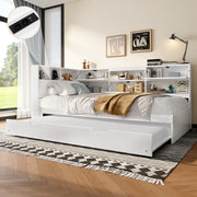 Daybed Sofa Bed with 90x200cm Storage Headboard and Extendable Bed, White