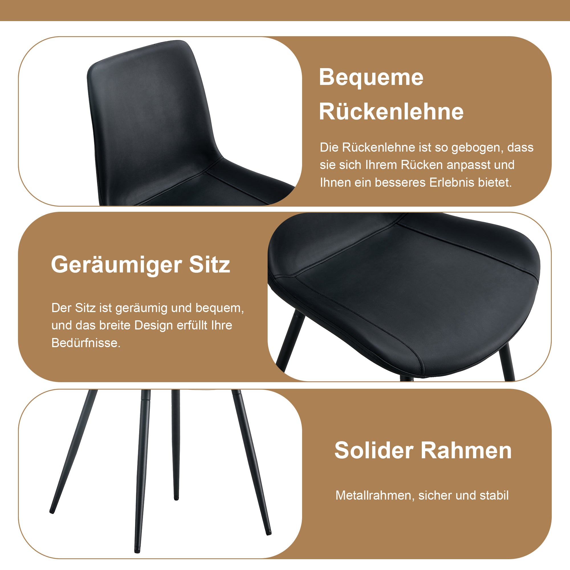 Round Dining Set 100cm Integrated Storage 4 Chairs - Brown Wood Look/Black PU