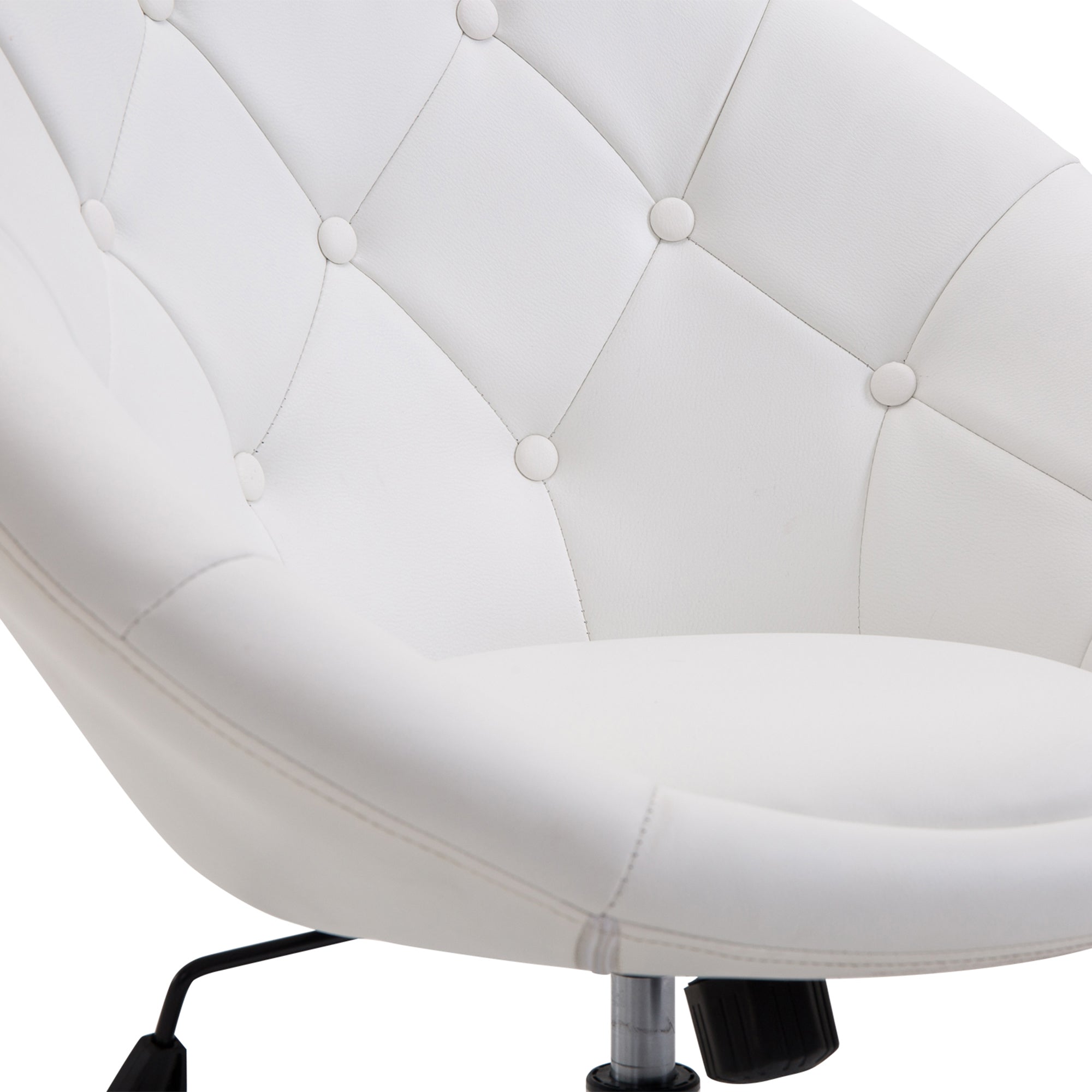 Work Stool Swivel Height-Adjustable Chrome-Plated Black/White PU Steel