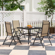 Five-Piece Patio Set Steel Frame Khaki/Black