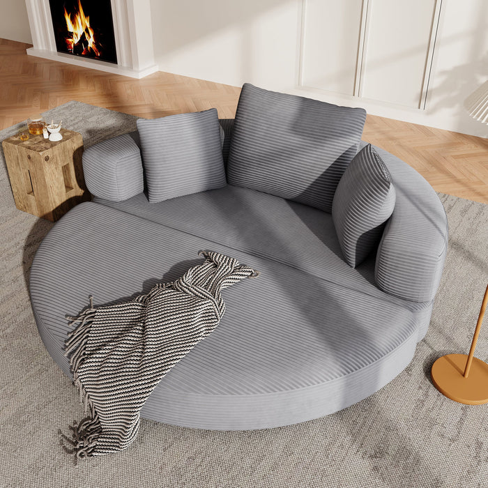 Multifunctional Sofa Bed, Fold-Out Oval Couch (173x176cm), Corduroy