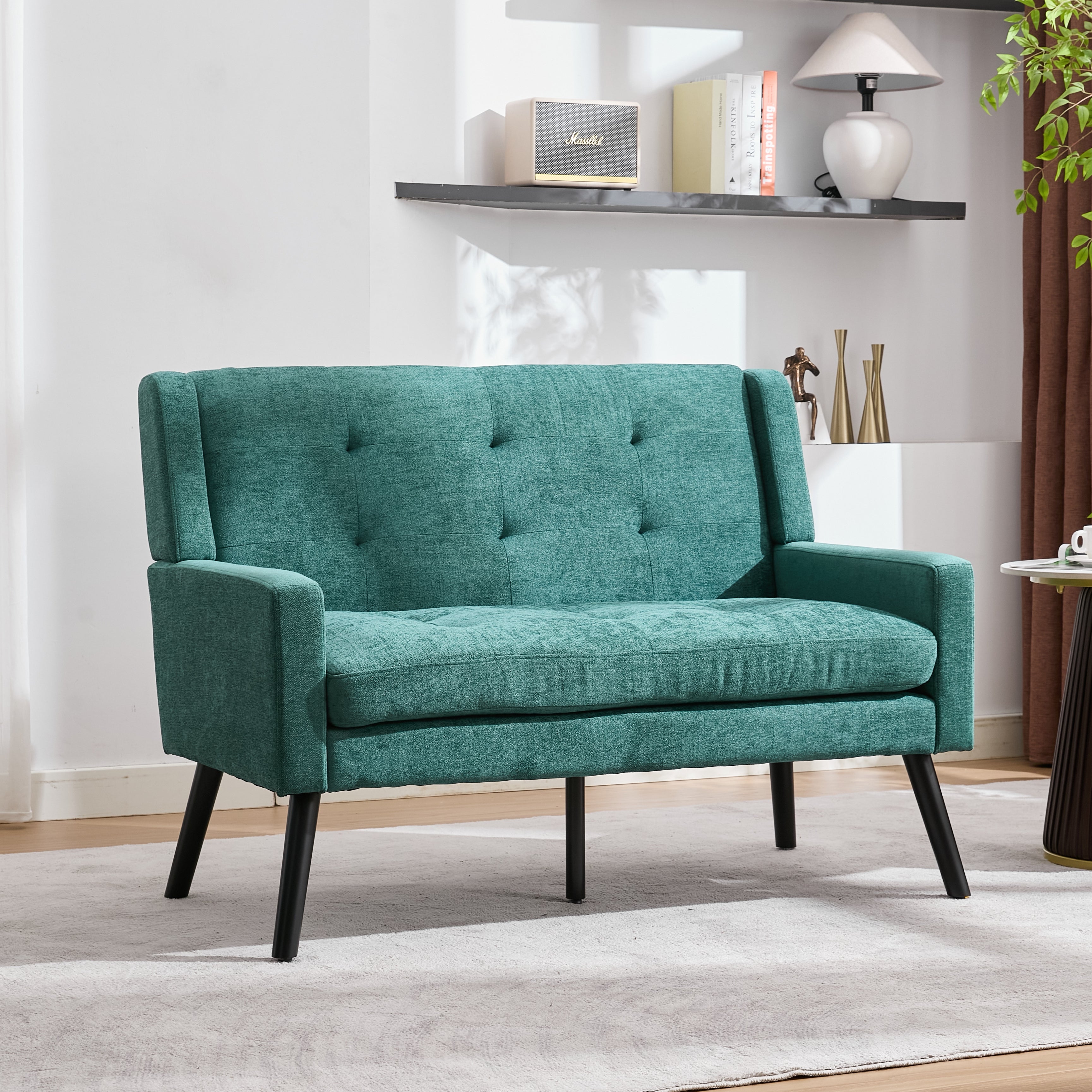 2-Piece Accent Armchair Set with High-Density Foam and Solid Wood Legs, Durable Fabric