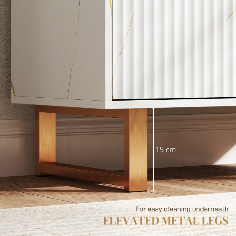 Elegant Storage Sideboard, Two Shelves Adjustable Shelf, White/Gold-Tone
