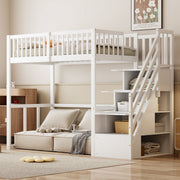 Loft Bed 90x200 Safety Storage Ladder Solid Pine Wood, White