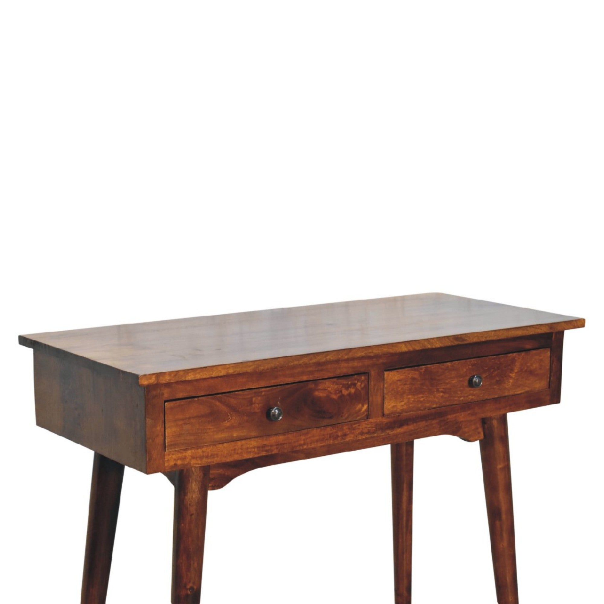 Hallway Console Table, 2 Drawers, Nordic Legs, Chestnut Solid Wood