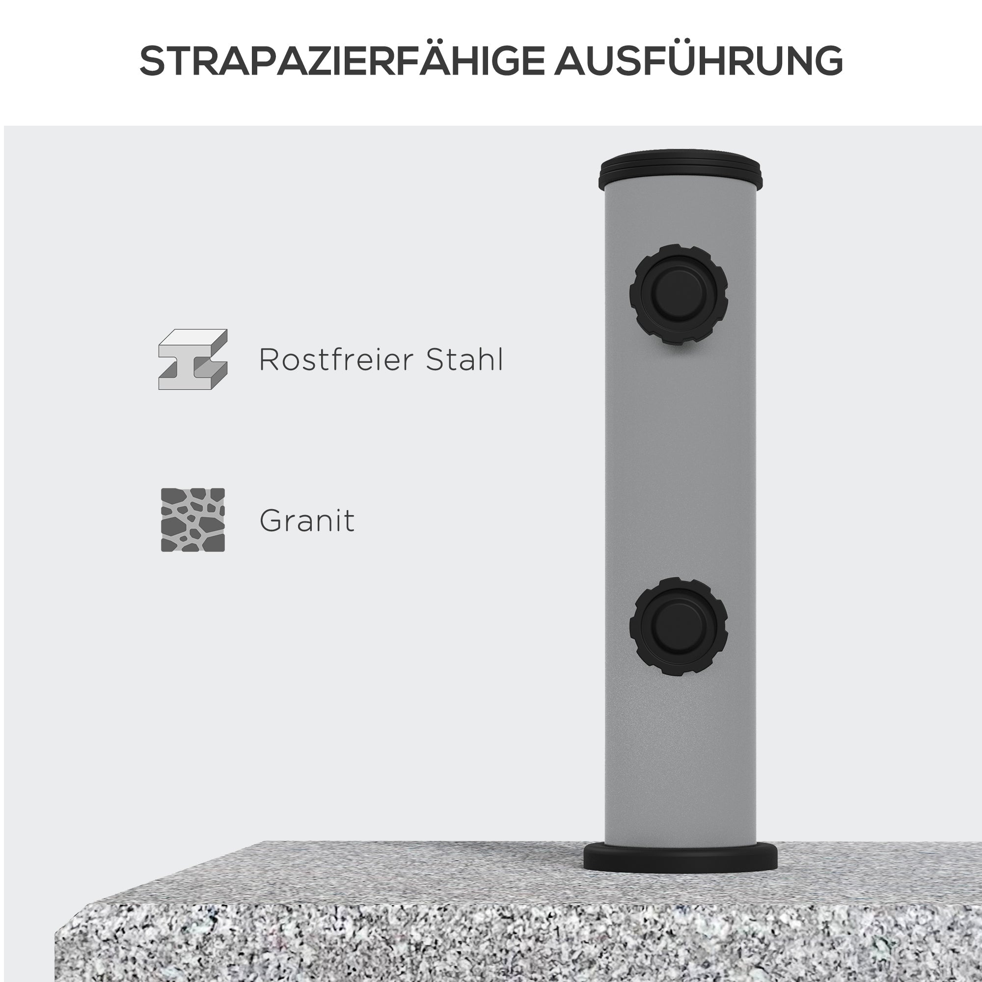 Granite Parasol Base, 28kg with Wheels, Pole Diameters 32/38/48mm, Grey