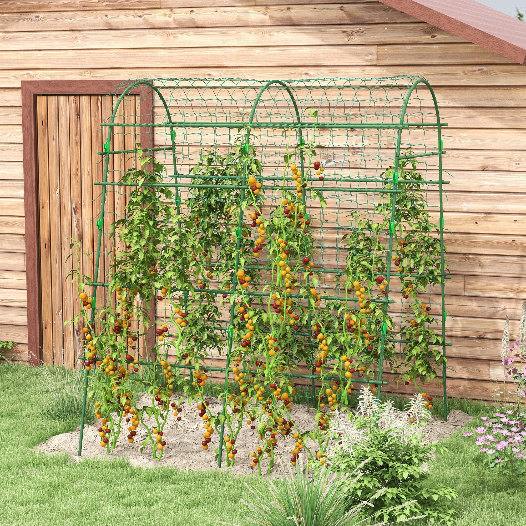 Trellis Adjustable Espalier Plant Frame Net Steel, Green