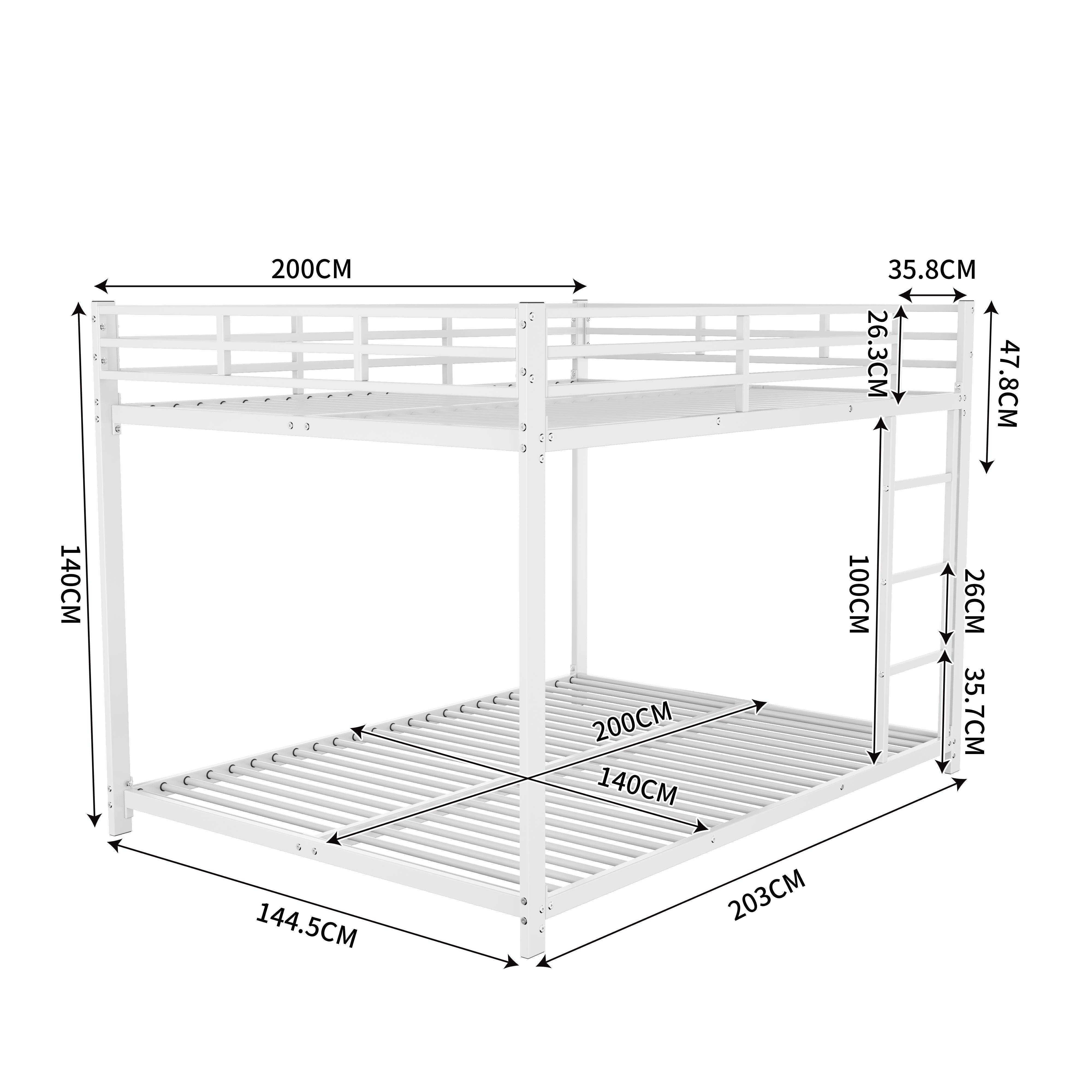 Bunk Bed 140x200cm Classic Iron Frame - White