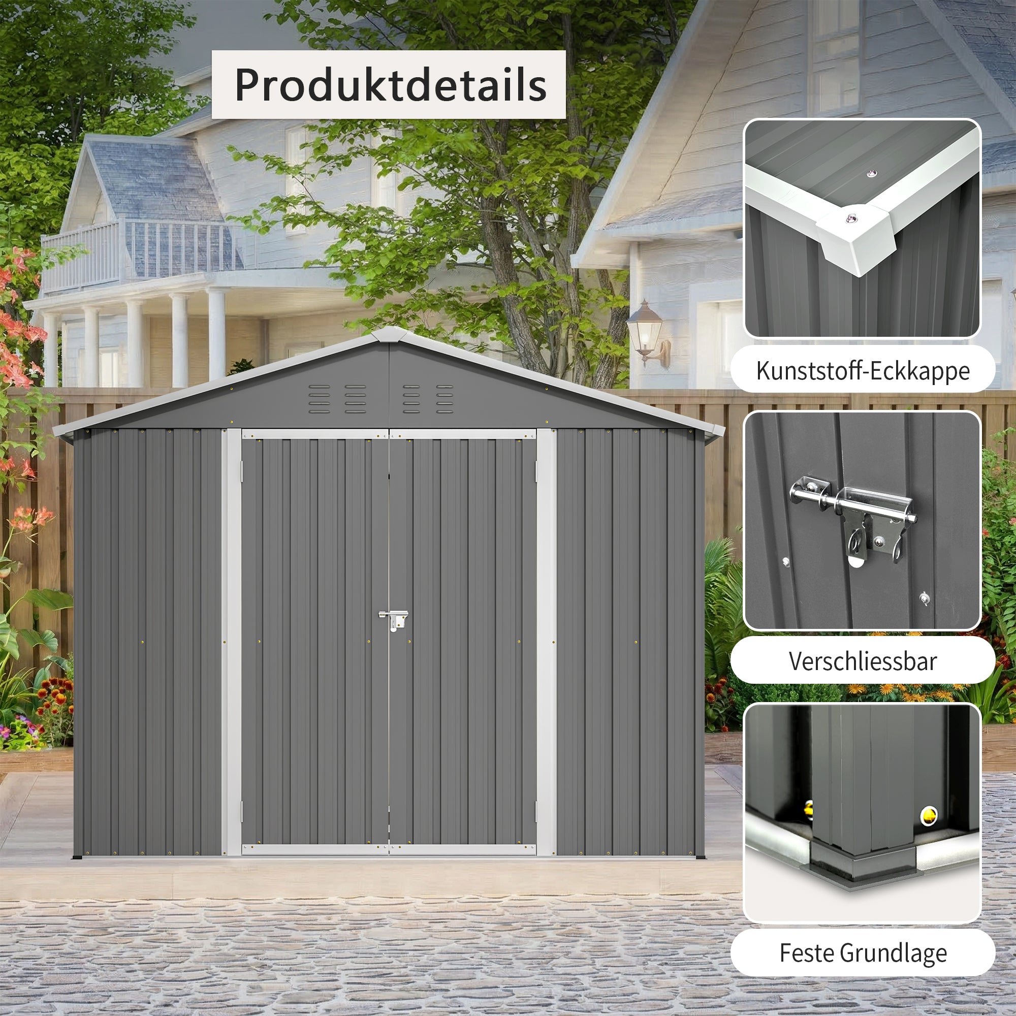 Metal Garden Shed, 8x6 FT with Hinged Door for Tools and Equipment, Anthracite