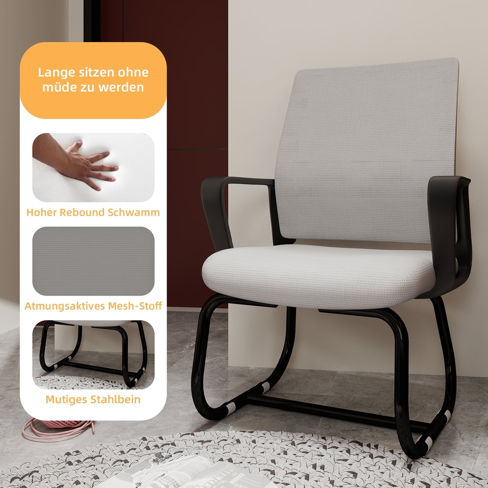 Minimalist Modern Office Chair, Metal Frame, Soft & Comfortable, Multi-Color