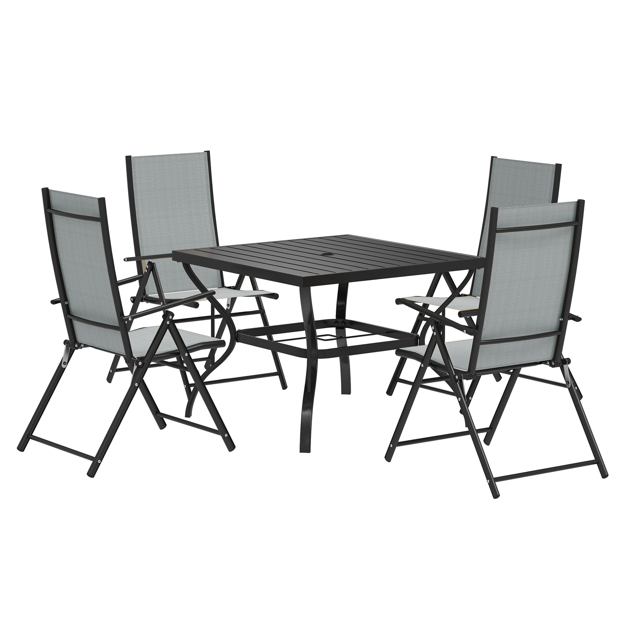 Five-Piece Patio Set Steel Frame Grey/Black