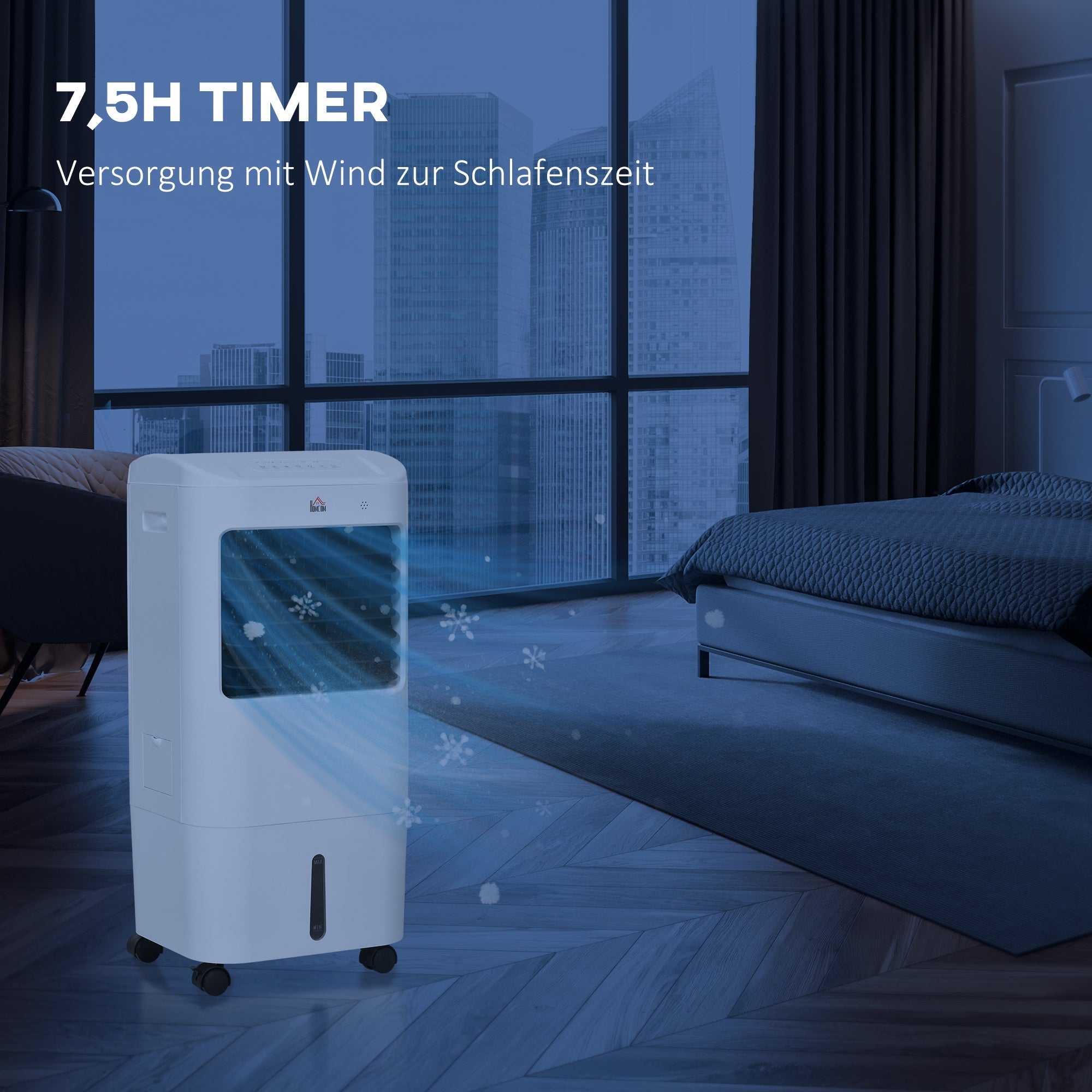 3-in-1 Portable Air Conditioner Humidifier Water Cooling 15L White