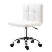 Office Chair, Ergonomic Height-Adjustable Swivel Chair, Faux Leather, White