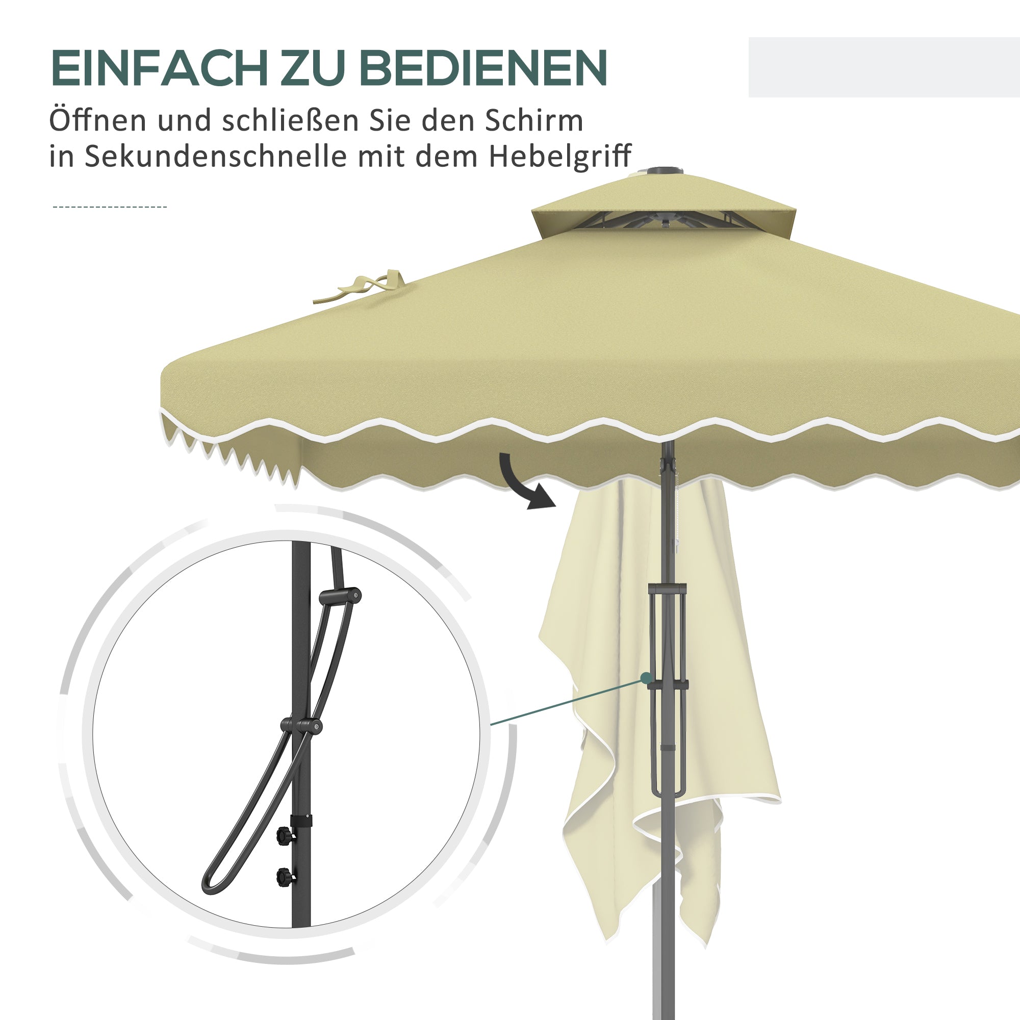 Parasol 243x243cm UV Protection Cantilever Double Canopy Metal