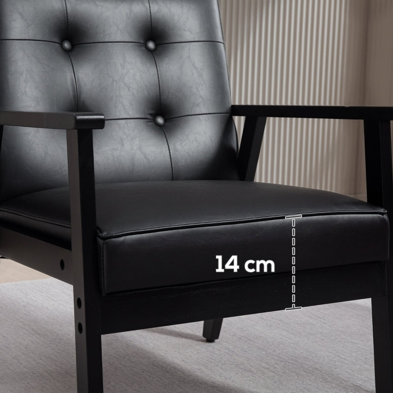 Retro-Style Accent Chair Faux Leather Black