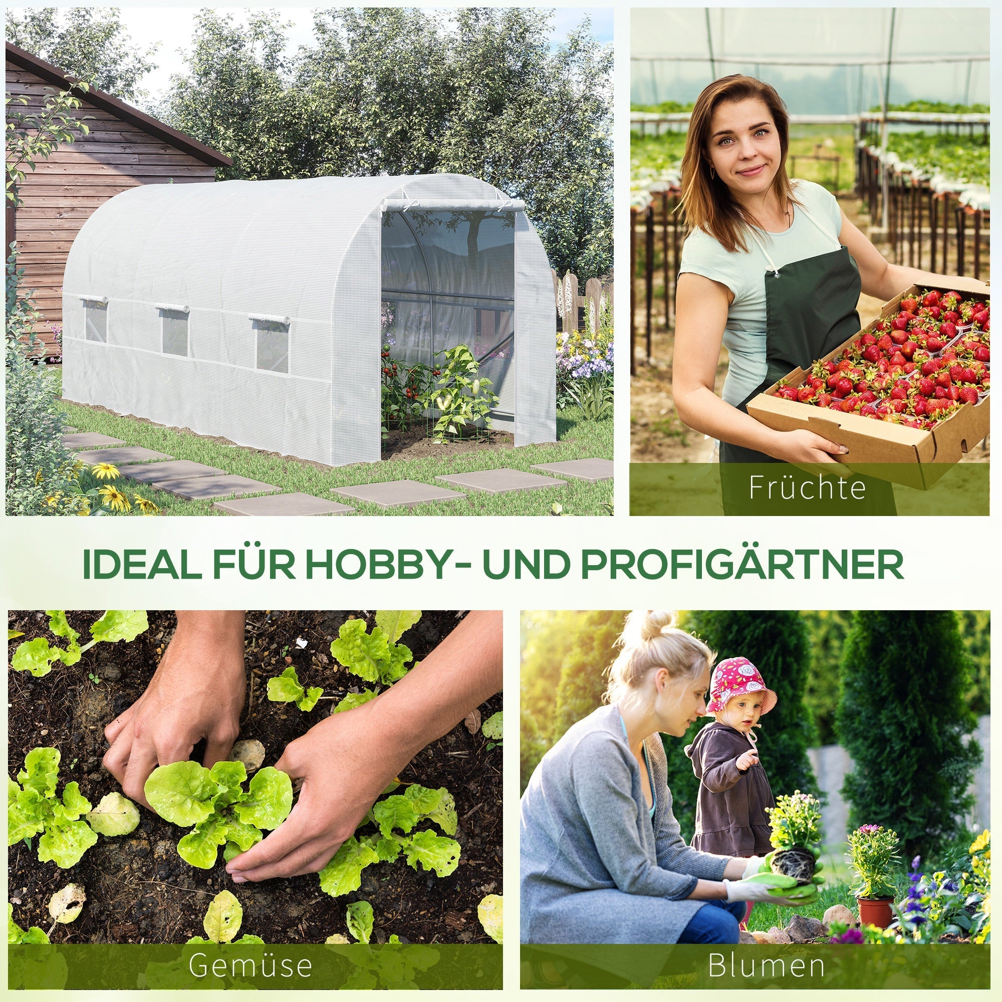 Greenhouse 450x200x200cm Robust Plant House UV-resistant Foil