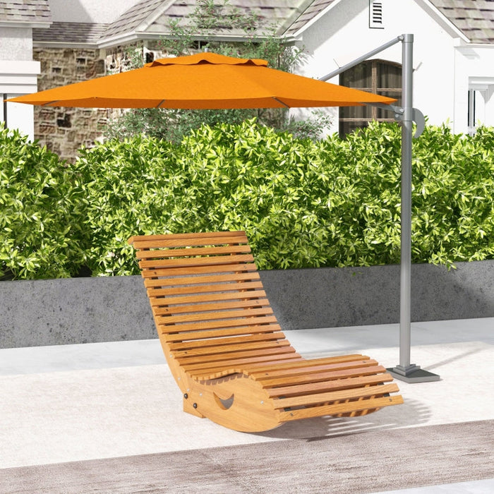 Outdoor Rocking Chair High Back Adjustable Pine Wood - Light Brown
