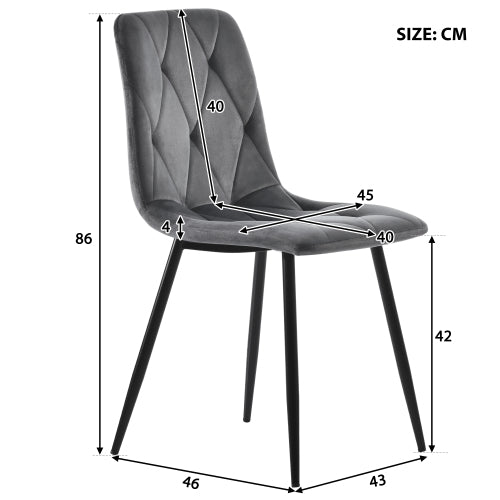 5-Piece Dining Set with Extendable Table and 4 Chairs, Grey Velvet