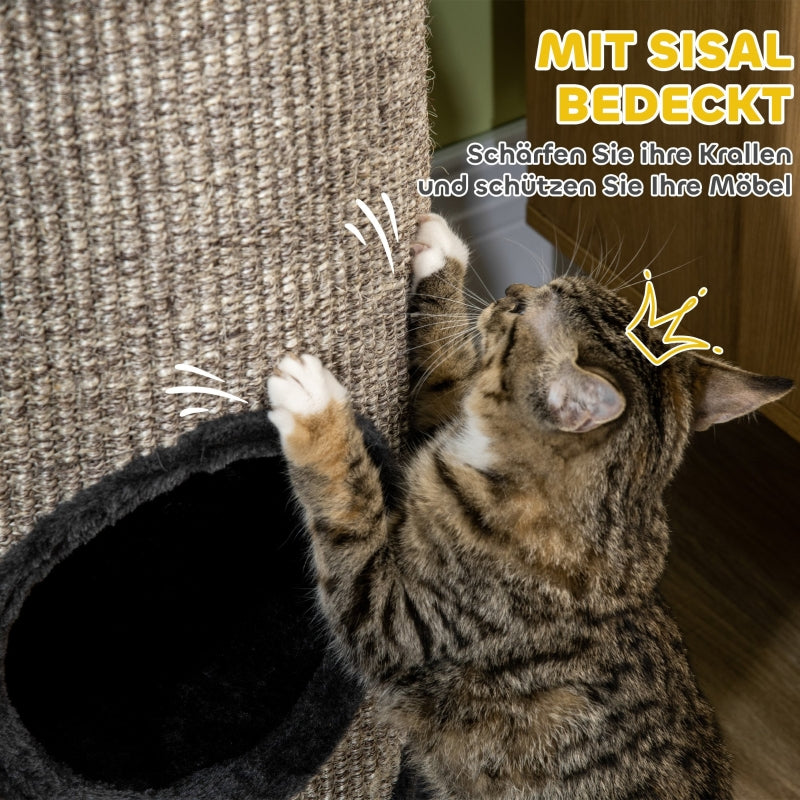 Katzenkratztonne, 3-stöckige Sisal-Oberfläche, Grau