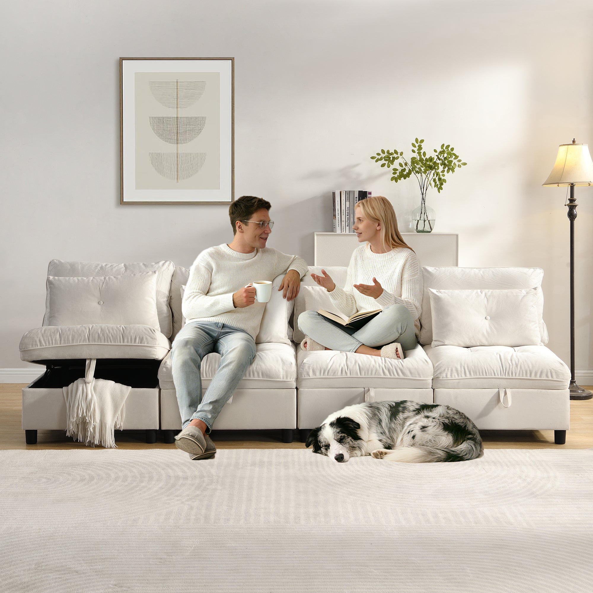 Cloud Modular Sofa 4-Seater Separable Sofa Bed Storage Chenille