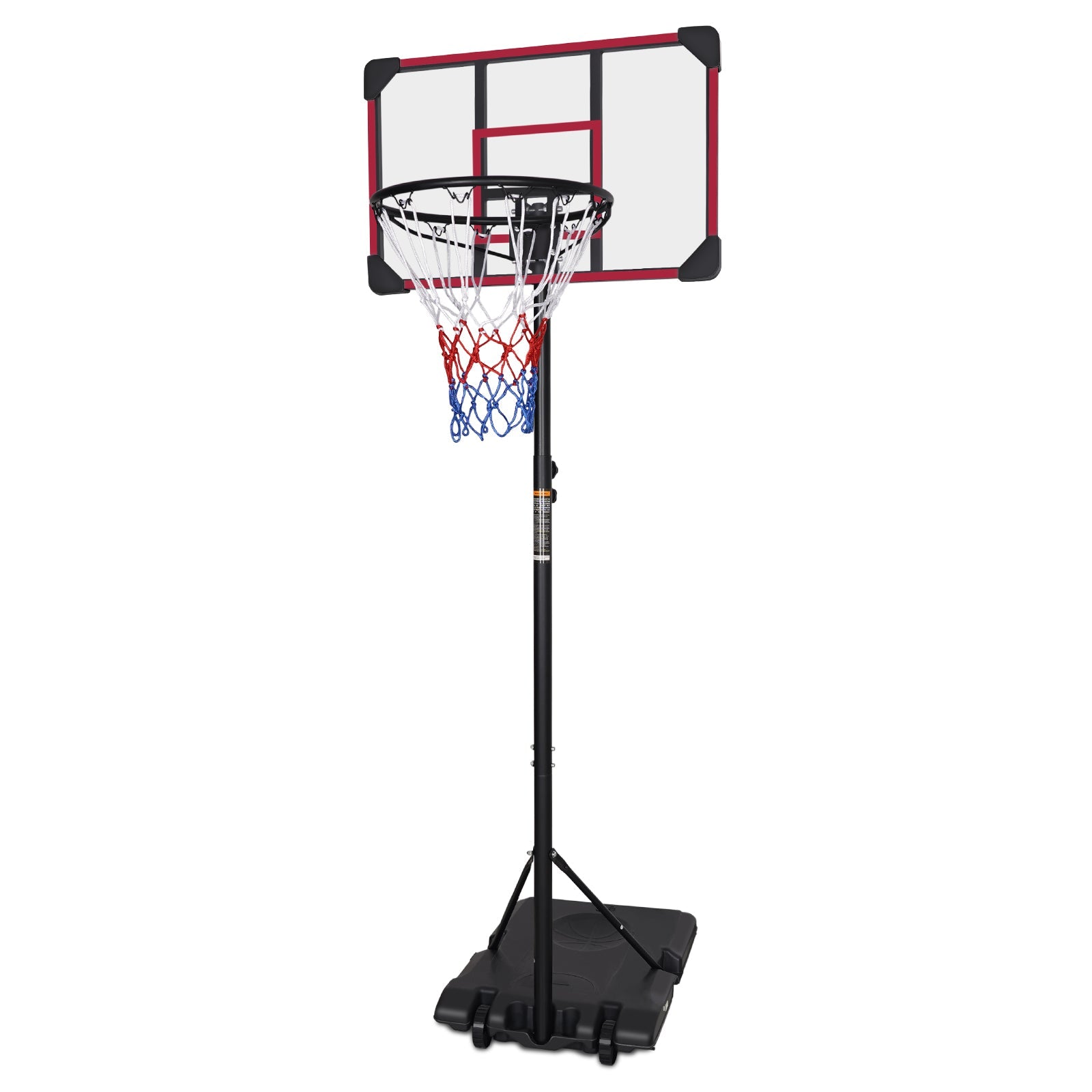 Portable Basketball Hoop, Adjustable Height 5.6-7FT, Indoor/Outdoor, Red