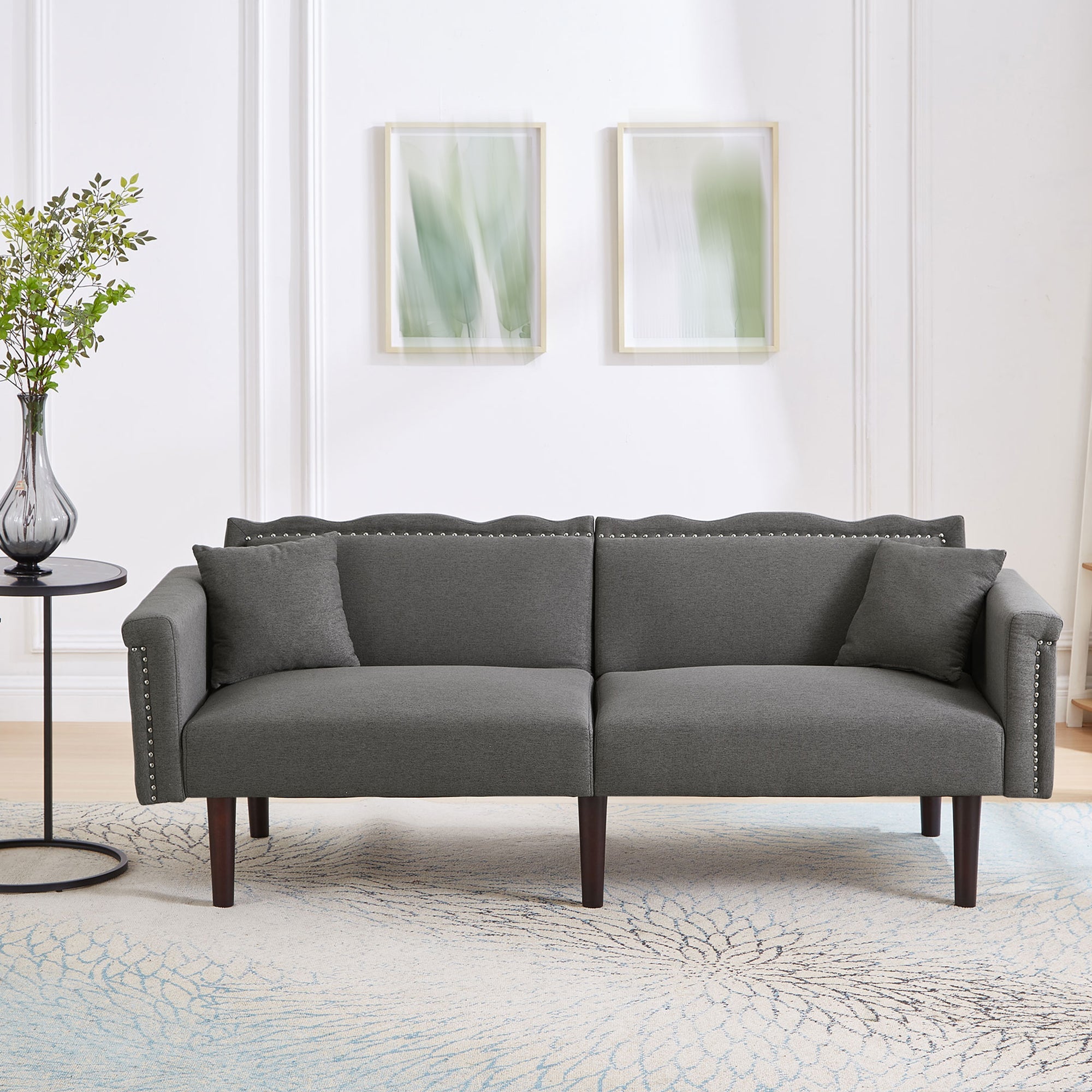 Sofa Bed, 2-in-1 Multifunctional Two-Seater, Adjustable Backrests, Cotton Linen Fabric