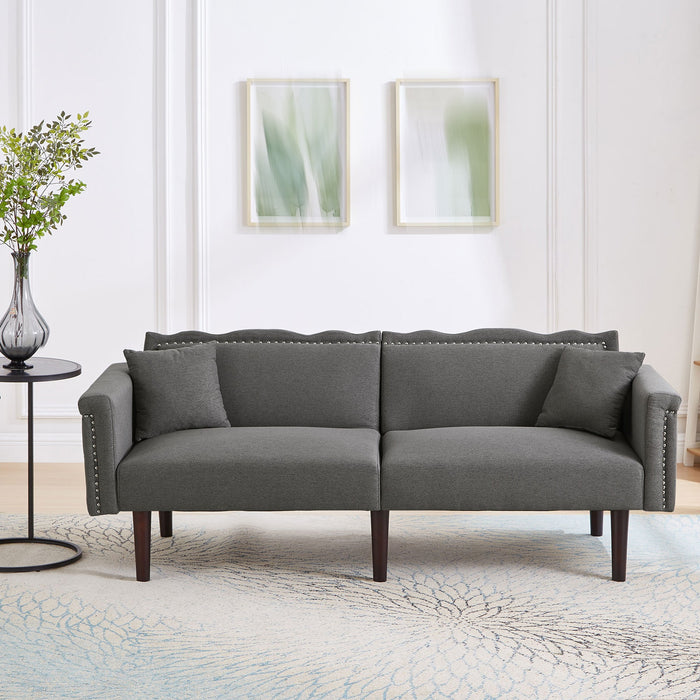 Sofa Bed, 2-in-1 Multifunctional Two-Seater, Adjustable Backrests, Cotton Linen Fabric