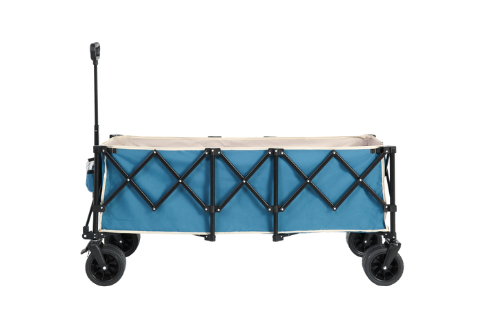 Foldable Extended Wagon, 220lbs Capacity, 300L Utility Garden Cart, All-Terrain Wheels, Blue