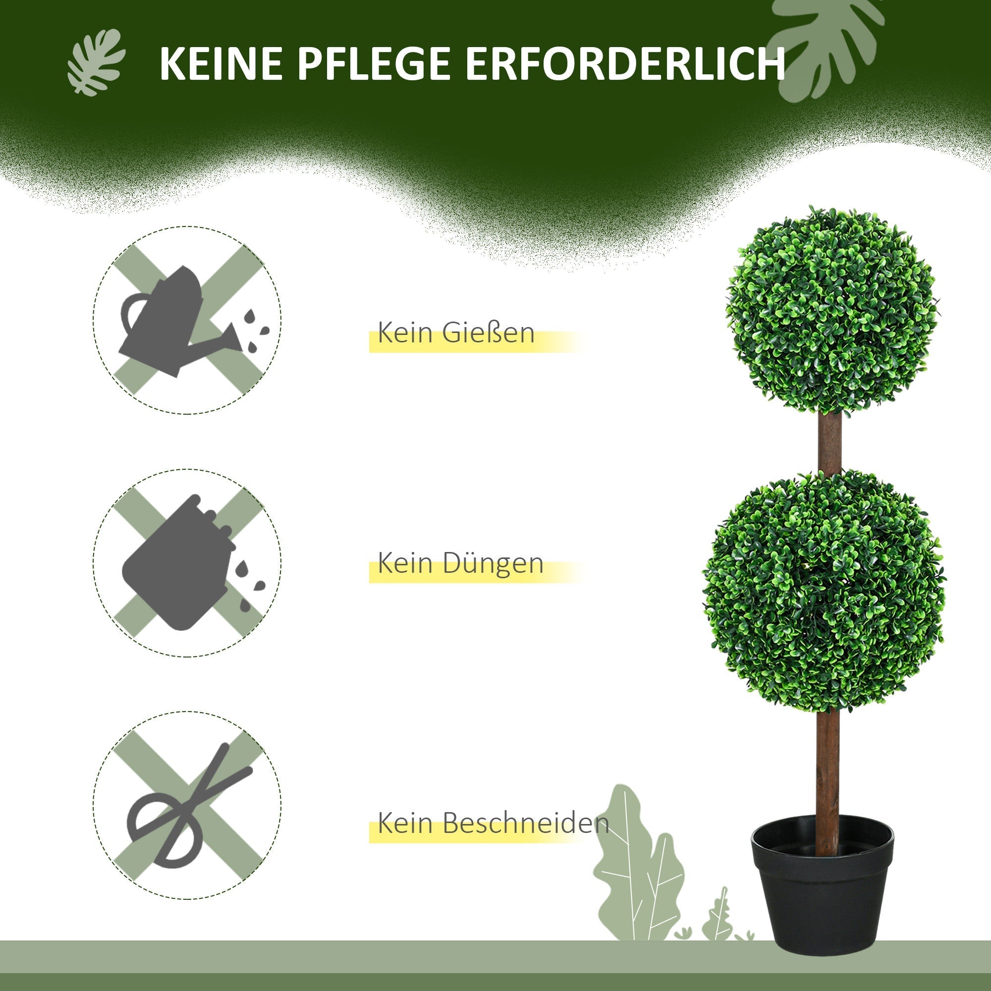 Artificial Plants Boxwood Double Ball 90cm UV-Resistant, Green