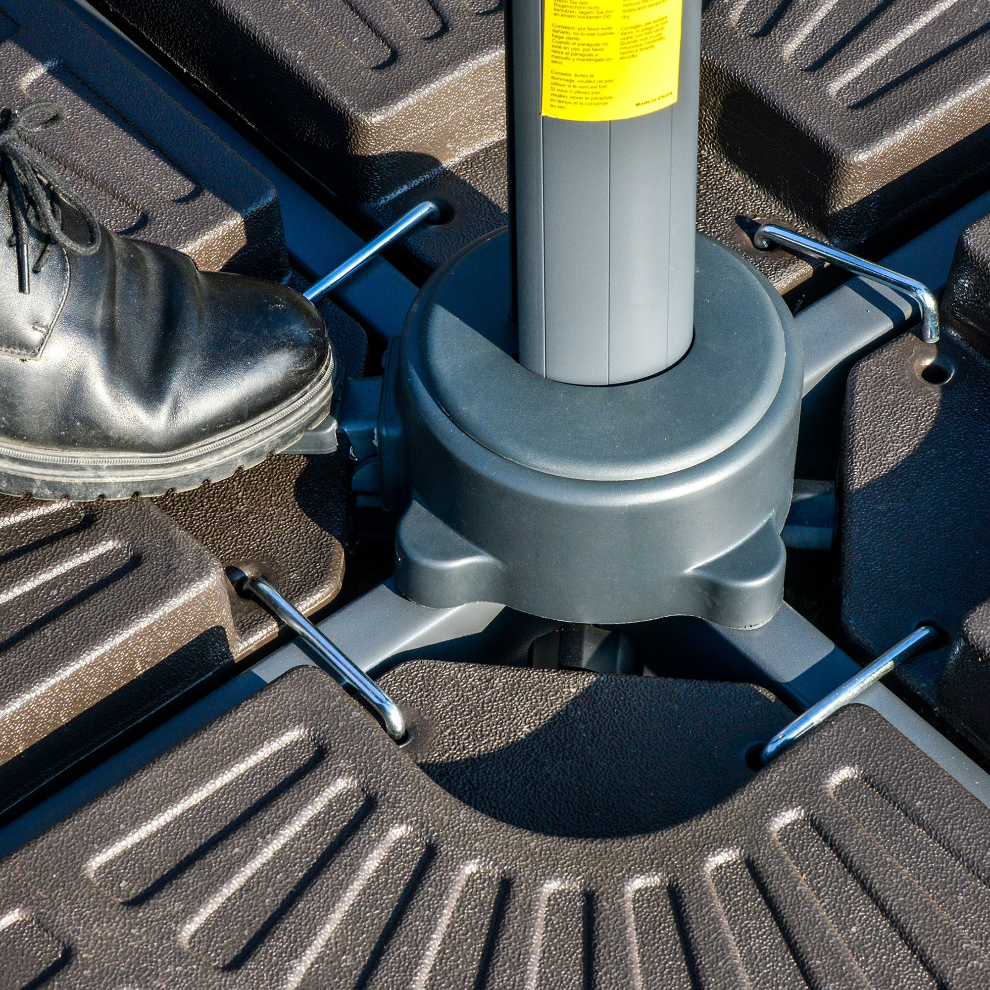 3m Cantilever Parasol, Solar Lights Power Bank Base 360° Spin, Beige