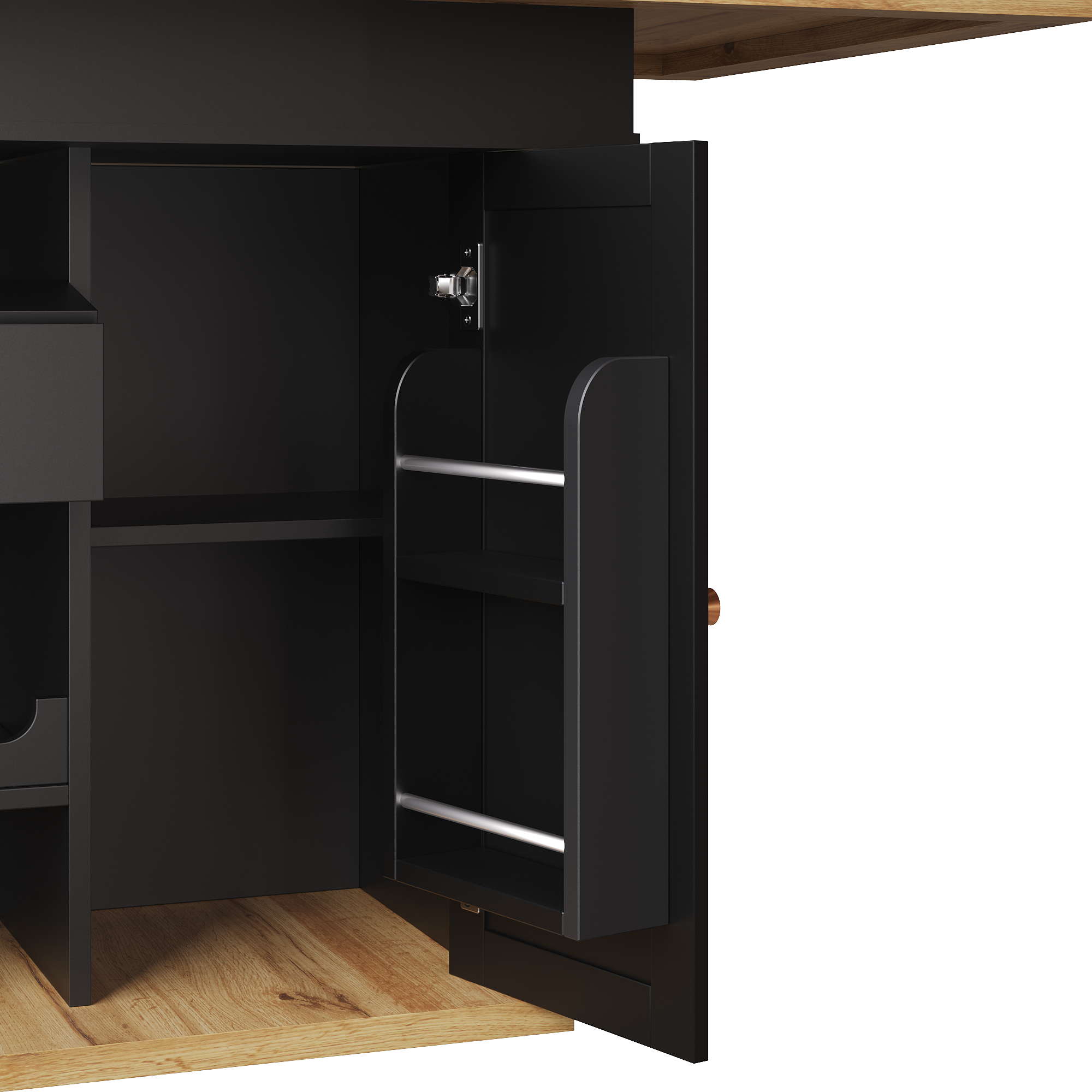 Telescopic Dining Table with Wine Rack and Snack Shelf, Extendable and Foldable, Wood Finish