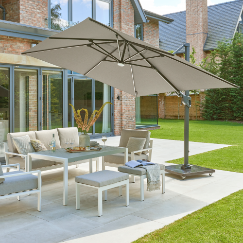 Royce - Ambassador LED Cantilever Parasol with Novasun™ Soft Grey Canopy