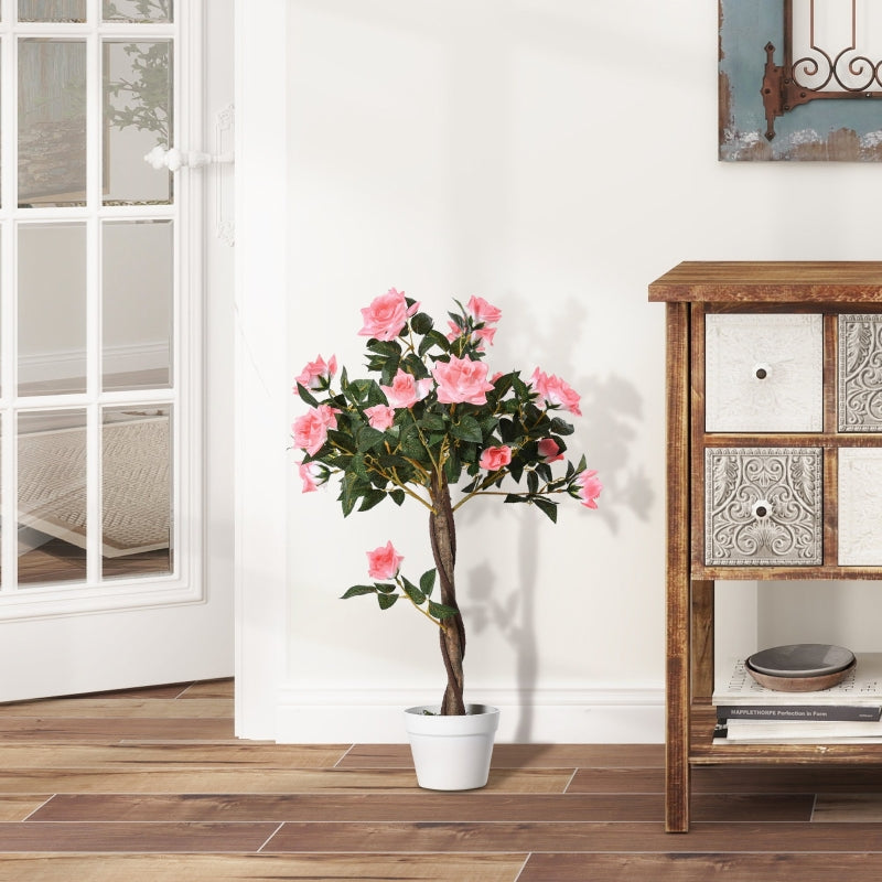 Artificial Rose Plant, Large 90 cm Tree in Pot, Plastic