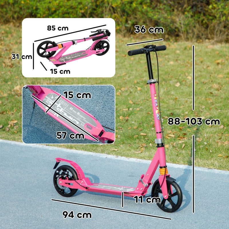 Children's Scooter with Adjustable Handlebars and Foldable Design for Kids 6-12 Years, Pink