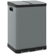Trash Can 2x30L Pedal Bin with Lid, Metal