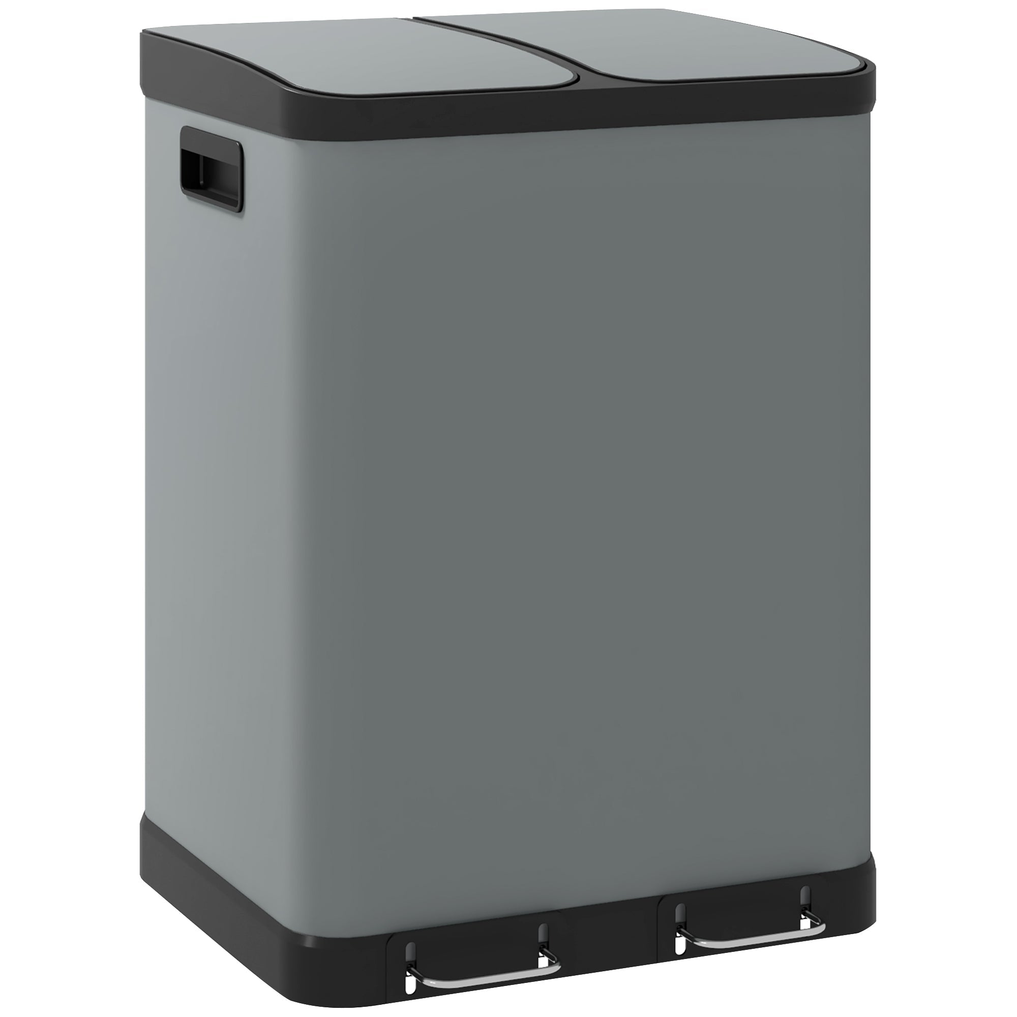 Mülleimer 2x30L Tretmülleimer mit Deckel, Metall