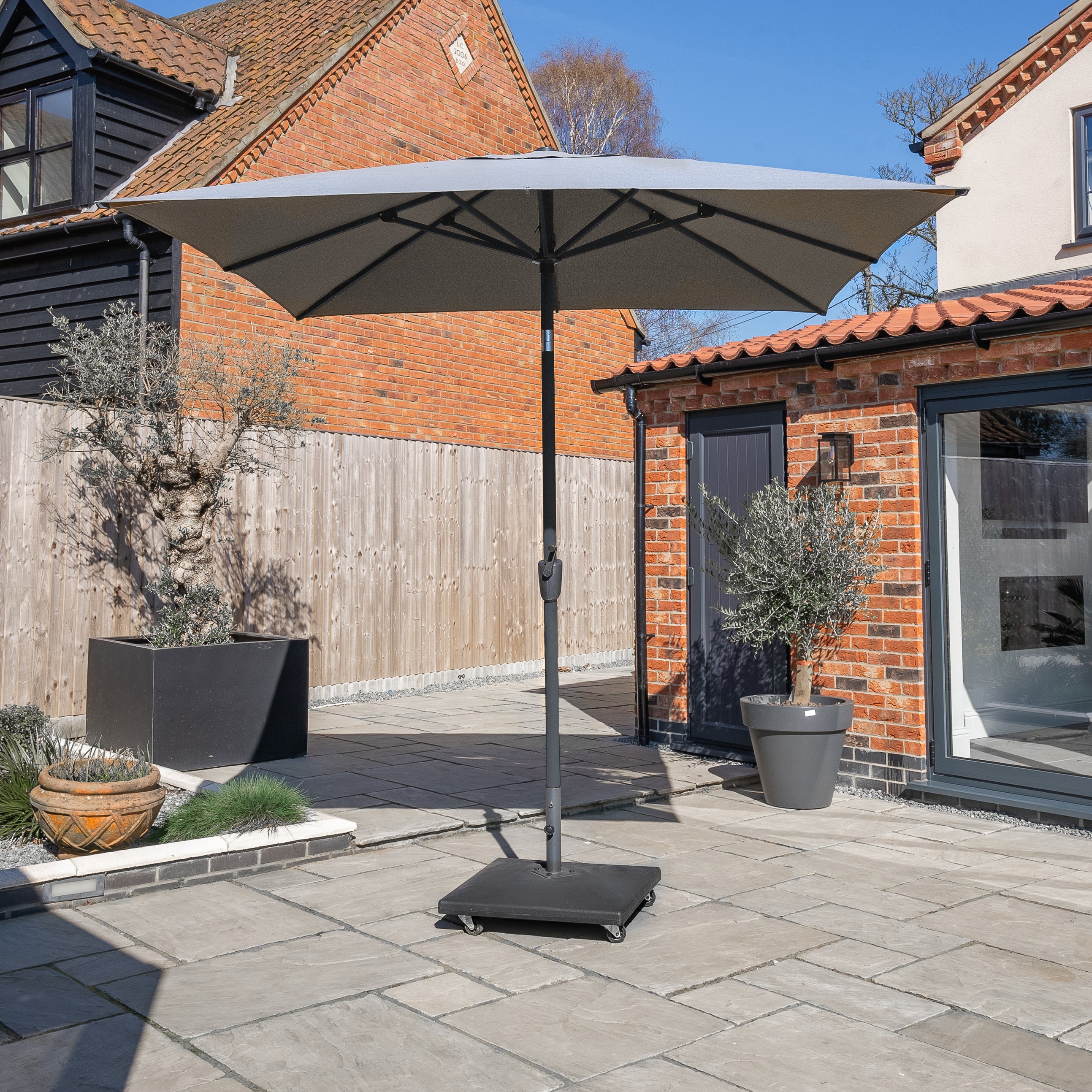 Royce - Premium 2.5m Square LED Parasol with Novasun™ Smoke Grey Canopy & Cover (Anthracite Frame)
