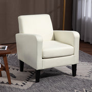 Modern Accent Chair, Occasional with Rubber Wood Legs, Cream White