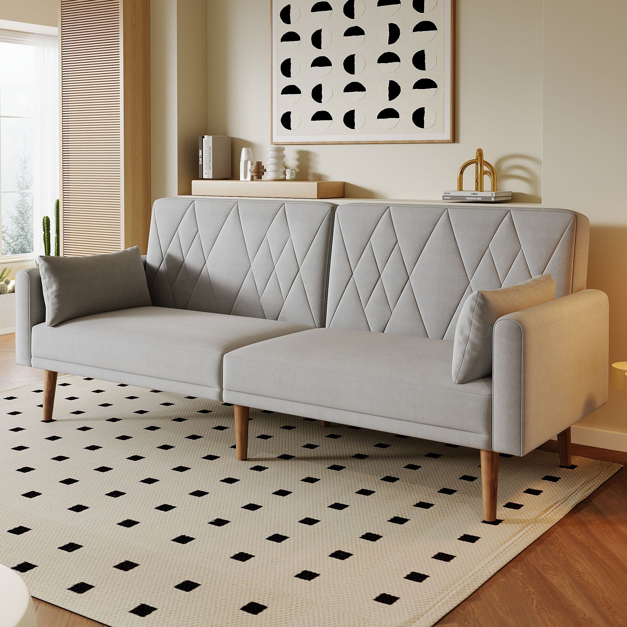 Sofa Bed, Small Two-Seater with Sleep Function, Velvet Fabric